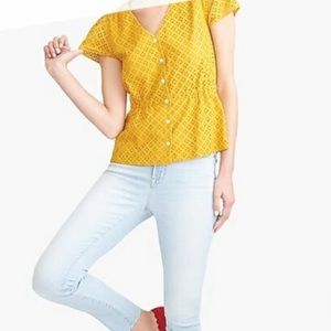 J crew yellow Peplum eyelet top *LIKE NEW